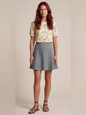 Sarah Pacini Skater A Line Skirt Lightweight Fit Flare Minimalist Wide Waist Zip